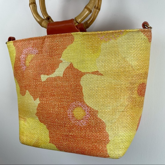 Vintage Sunny Hawaii Floral Bamboo Handbag - Picture 5 of 12